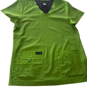 koi Basics Becca Women's 4-Pocket STRETCH V-Neck Scrub Top EUC Size Small Green
